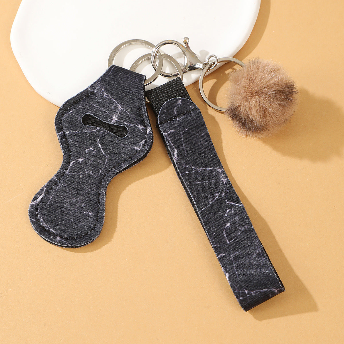 Wholesale Leopard Print Plush Pom Keychains